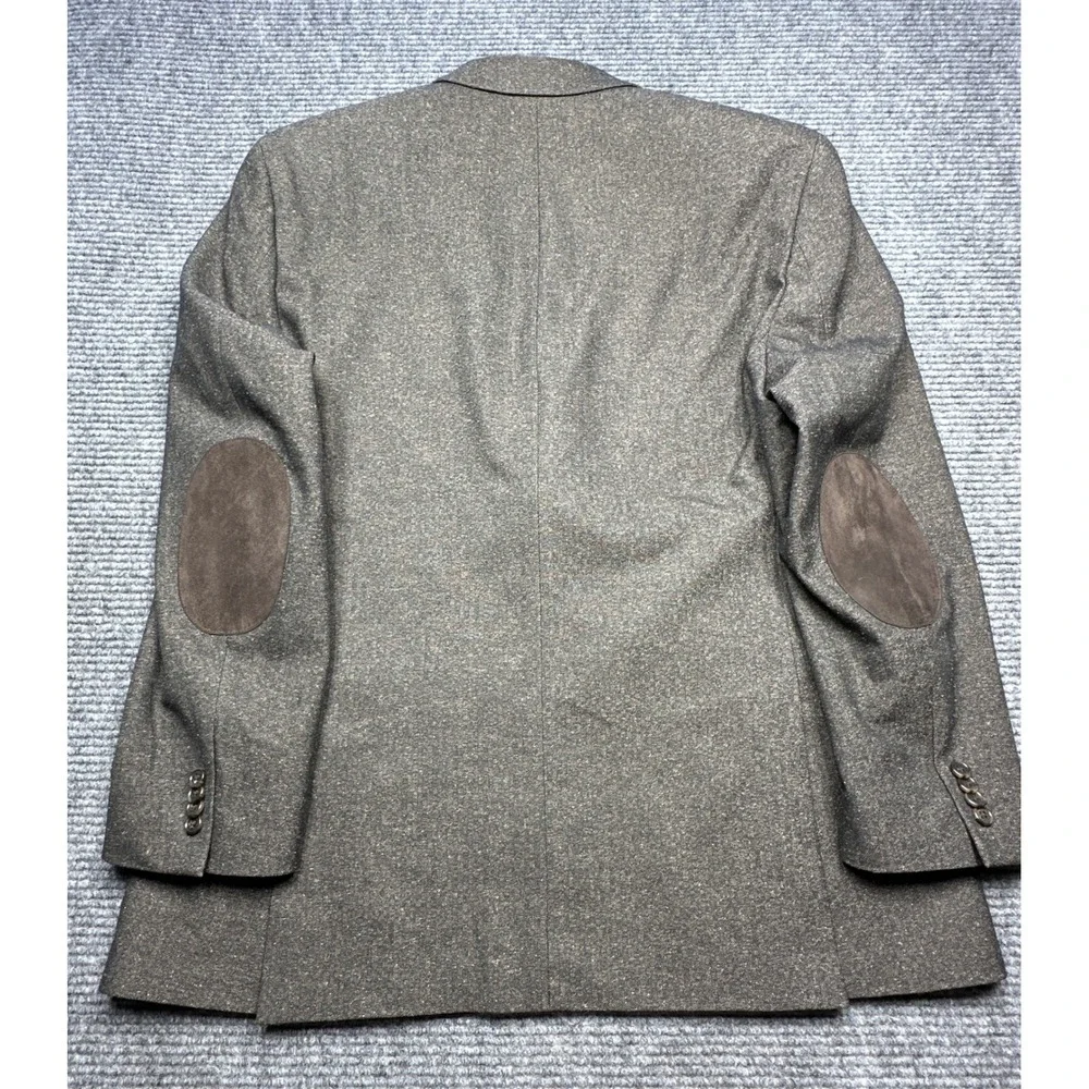 Michael Kors Suit Men 38W 44R Brown Elbow Patches Herringbone